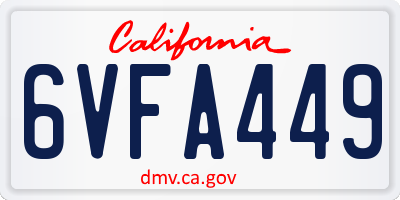CA license plate 6VFA449