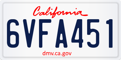 CA license plate 6VFA451