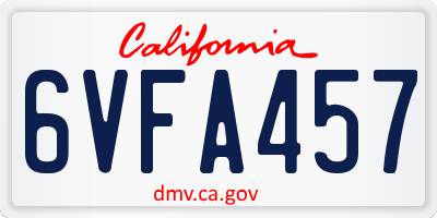 CA license plate 6VFA457