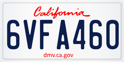 CA license plate 6VFA460