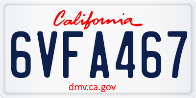 CA license plate 6VFA467