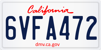 CA license plate 6VFA472