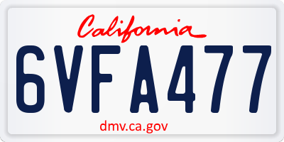 CA license plate 6VFA477