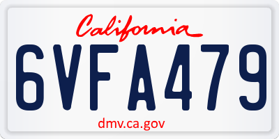 CA license plate 6VFA479