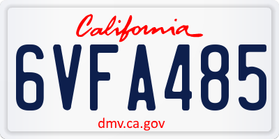 CA license plate 6VFA485
