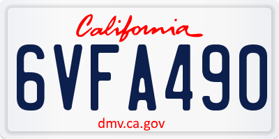CA license plate 6VFA490