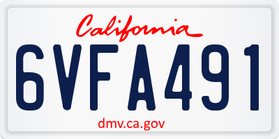 CA license plate 6VFA491