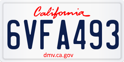 CA license plate 6VFA493
