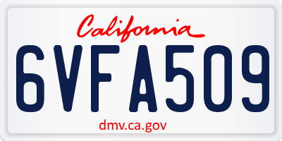 CA license plate 6VFA509