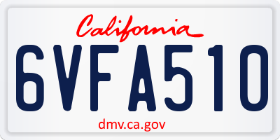 CA license plate 6VFA510