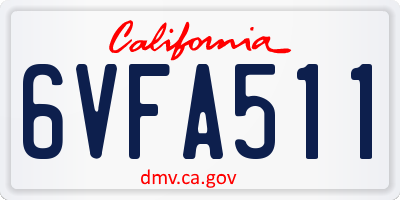 CA license plate 6VFA511