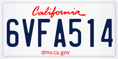 CA license plate 6VFA514