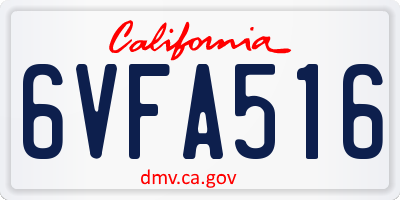 CA license plate 6VFA516