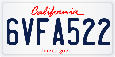 CA license plate 6VFA522