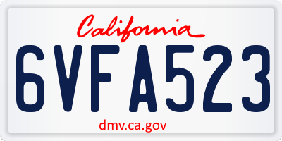 CA license plate 6VFA523