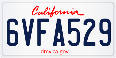 CA license plate 6VFA529