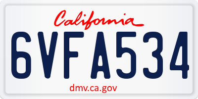 CA license plate 6VFA534