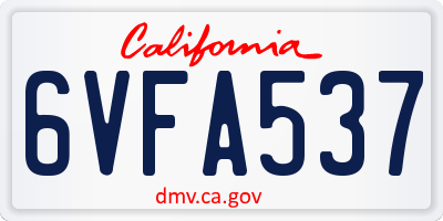 CA license plate 6VFA537