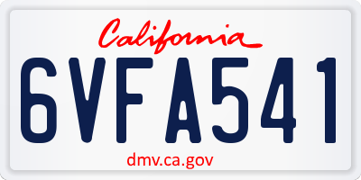 CA license plate 6VFA541
