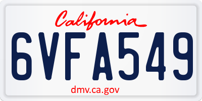 CA license plate 6VFA549