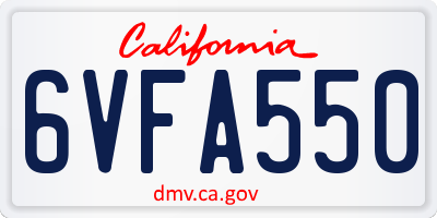 CA license plate 6VFA550