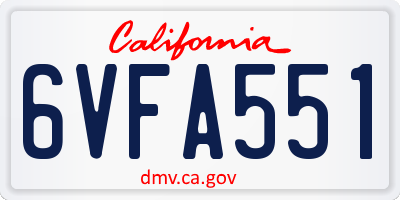 CA license plate 6VFA551