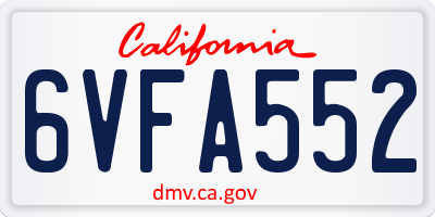 CA license plate 6VFA552