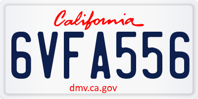 CA license plate 6VFA556