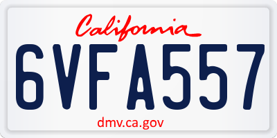CA license plate 6VFA557