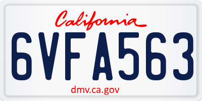 CA license plate 6VFA563