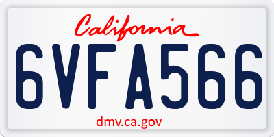 CA license plate 6VFA566