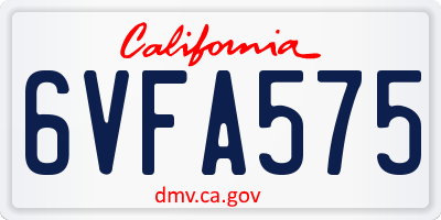 CA license plate 6VFA575