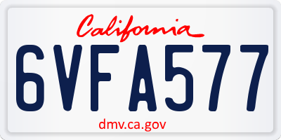 CA license plate 6VFA577