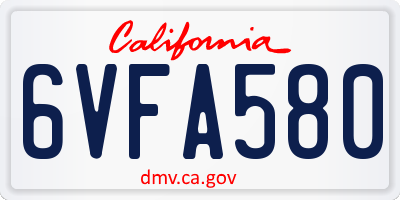 CA license plate 6VFA580
