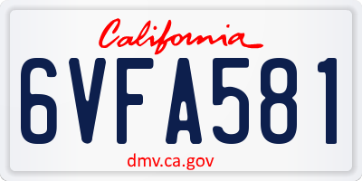 CA license plate 6VFA581