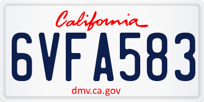 CA license plate 6VFA583