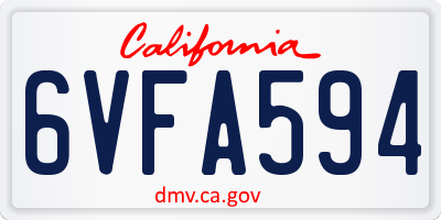 CA license plate 6VFA594