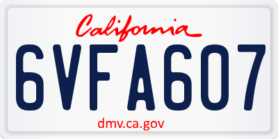 CA license plate 6VFA607