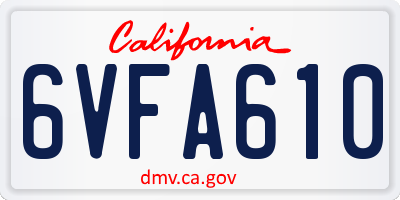 CA license plate 6VFA610