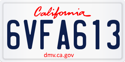 CA license plate 6VFA613