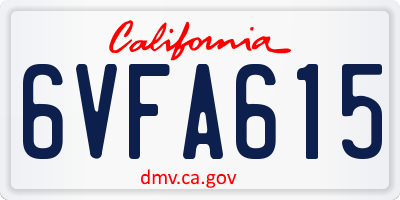 CA license plate 6VFA615