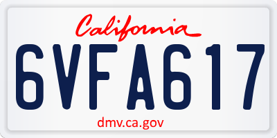 CA license plate 6VFA617