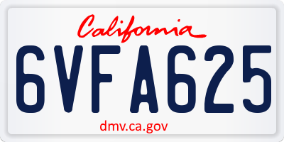CA license plate 6VFA625