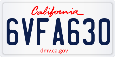 CA license plate 6VFA630