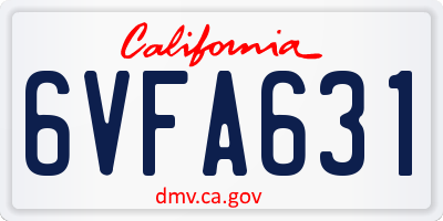 CA license plate 6VFA631