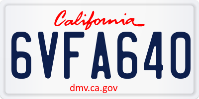 CA license plate 6VFA640