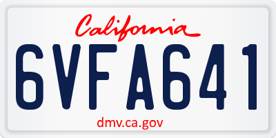 CA license plate 6VFA641