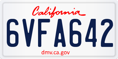 CA license plate 6VFA642