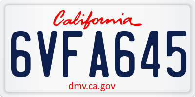 CA license plate 6VFA645