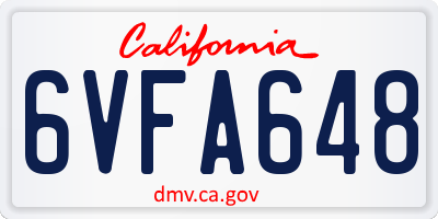 CA license plate 6VFA648